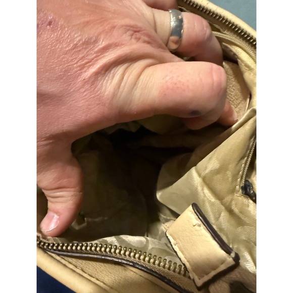 Coach Patchwork Shoulder Bag Leather Canvas Hobo Purse Tan Beige - Picture 4 of 6